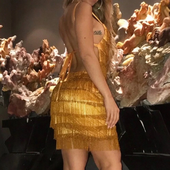 Geebin Flores Gold Beaded Dress, size Small - Picture 5 of 8